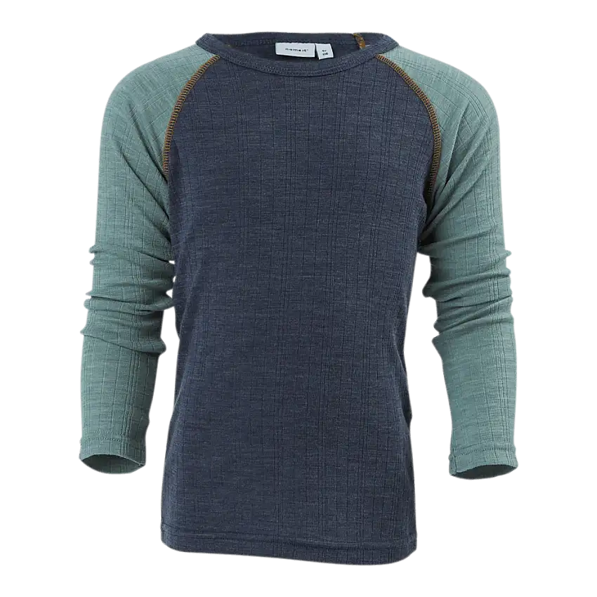 Wang Wool Needle Ls Top Blue