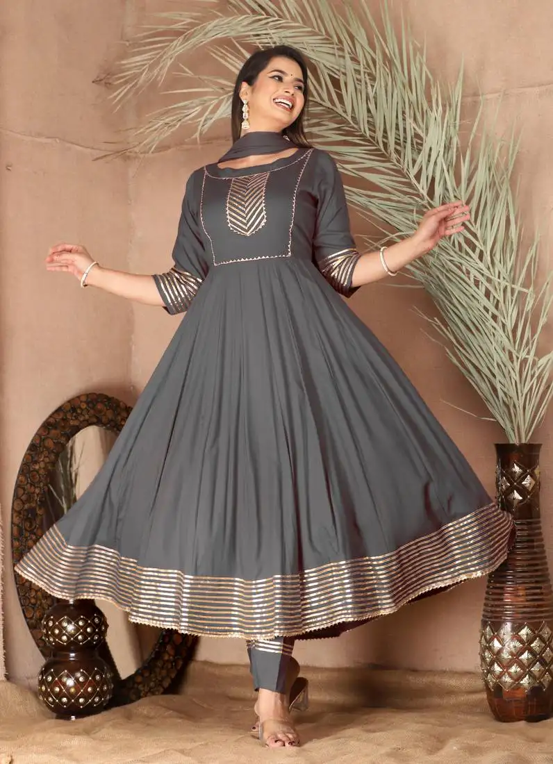 Grey gota patti rayon kurta set