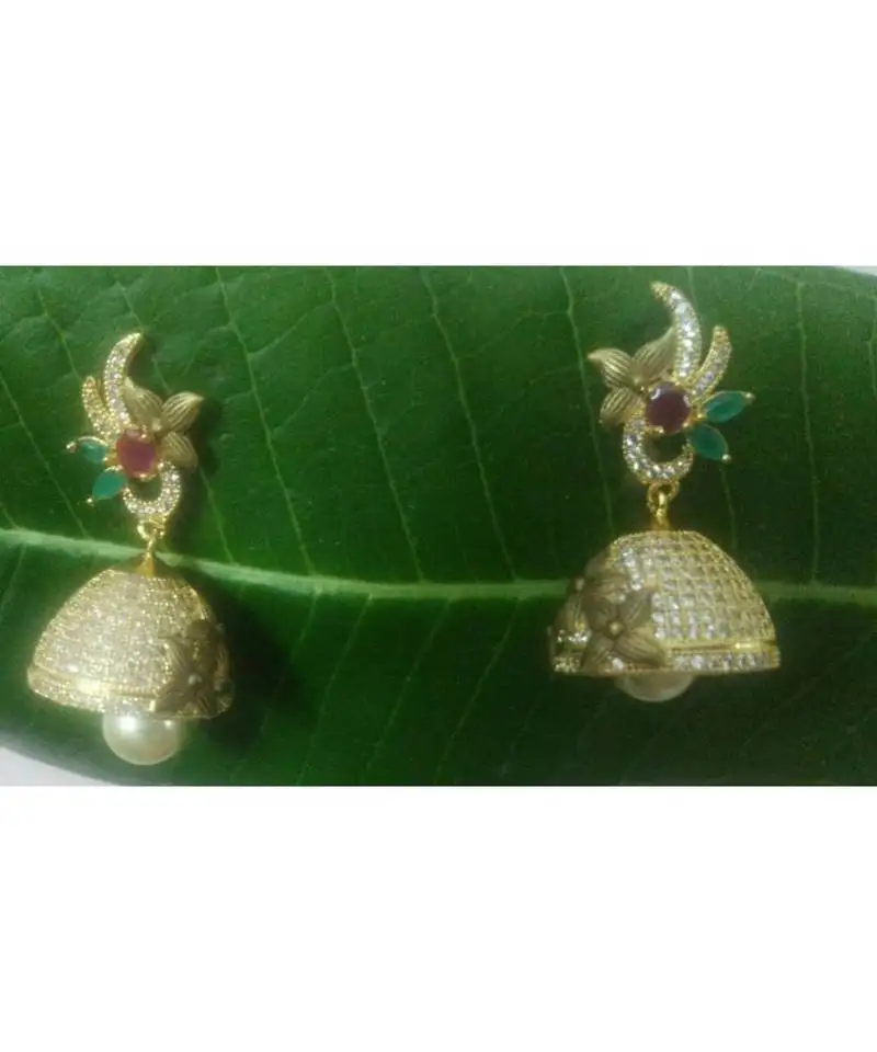 Zirconia multicolour stones jhumkas