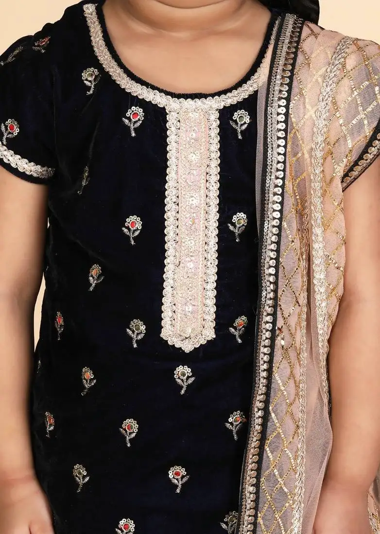 Blue kurti peach sharara