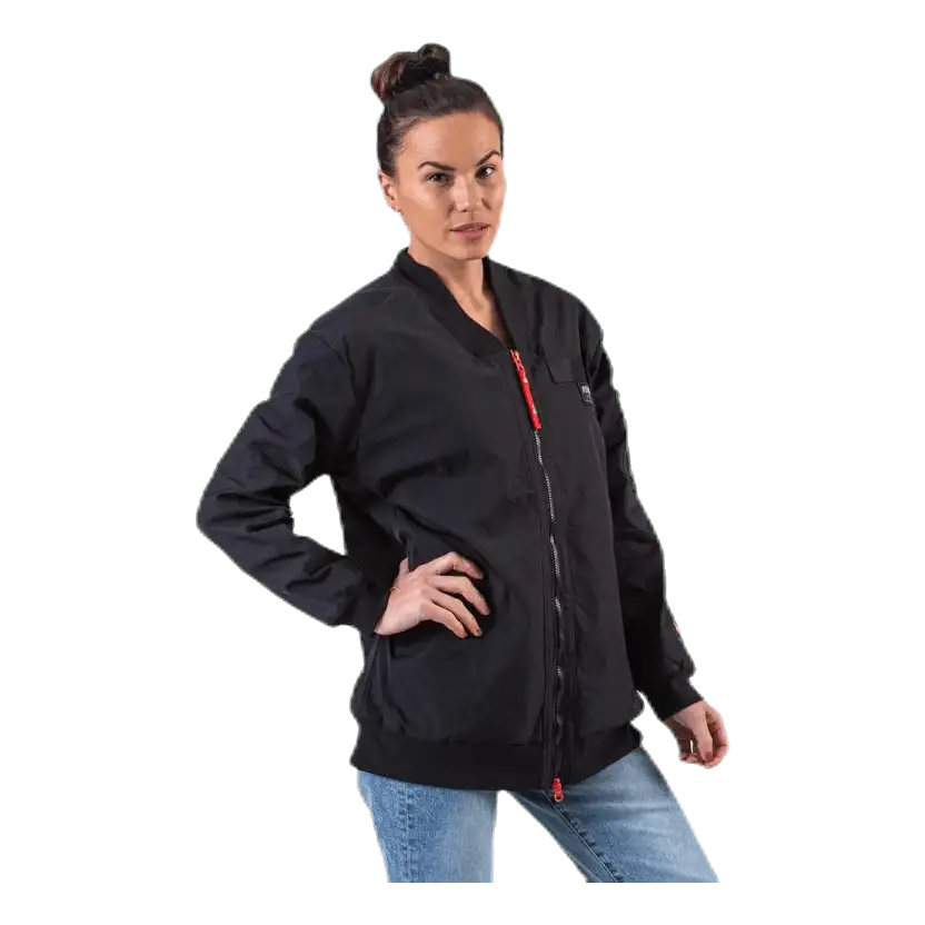 Adriana Lima Long Bomber Jacket Black