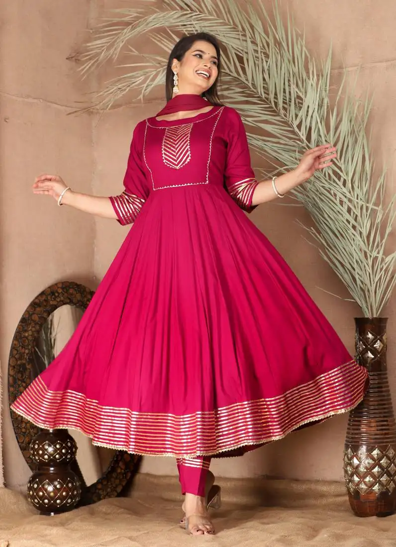 Pink gota patti rayon kurta set