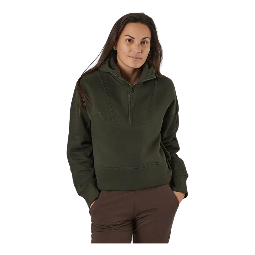 Oversized Zip Hood Forest Green