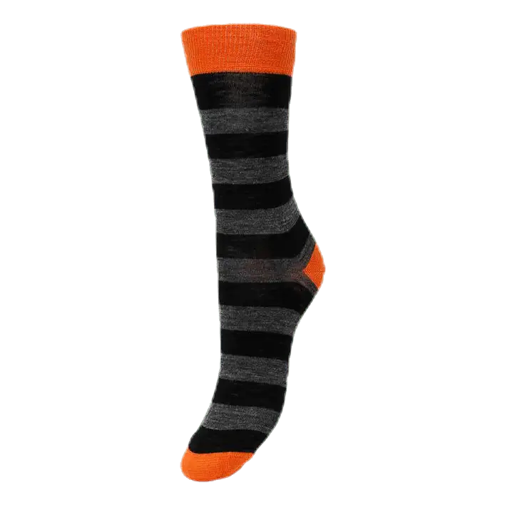 Merino Liner Striped Orange/Black/Grey