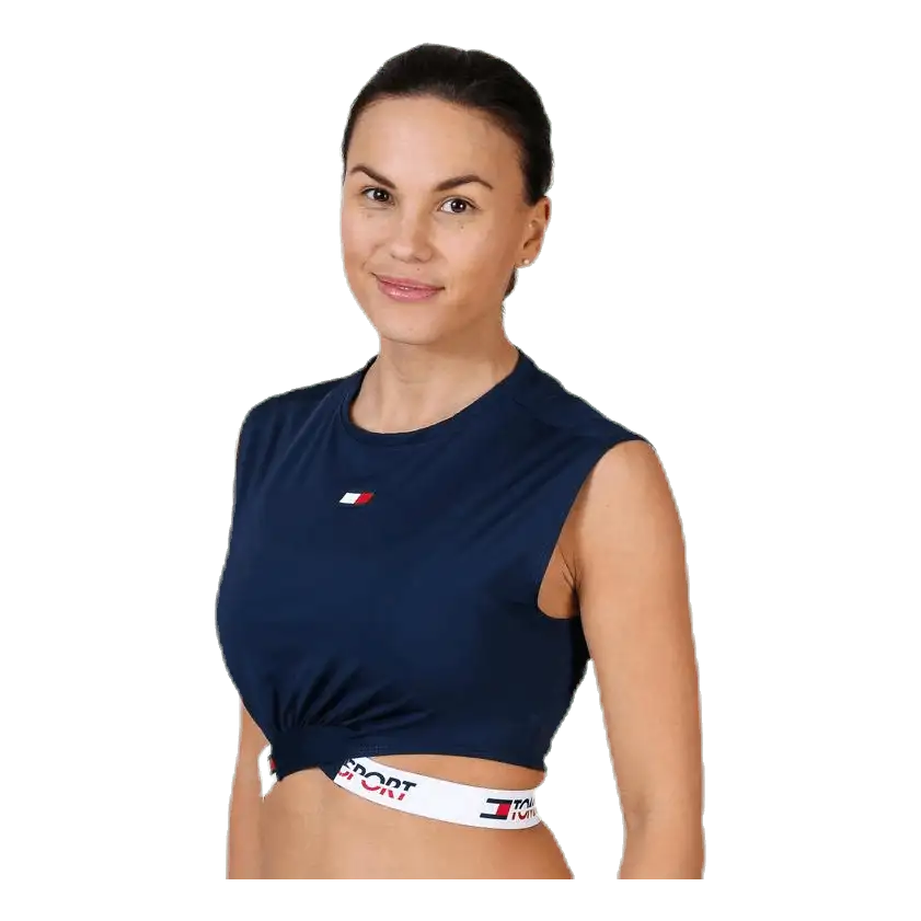 Cropped T-Shirt Twisted Detail Blue