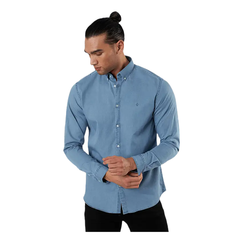Logo Stretch Denim Shirt L/S Blue