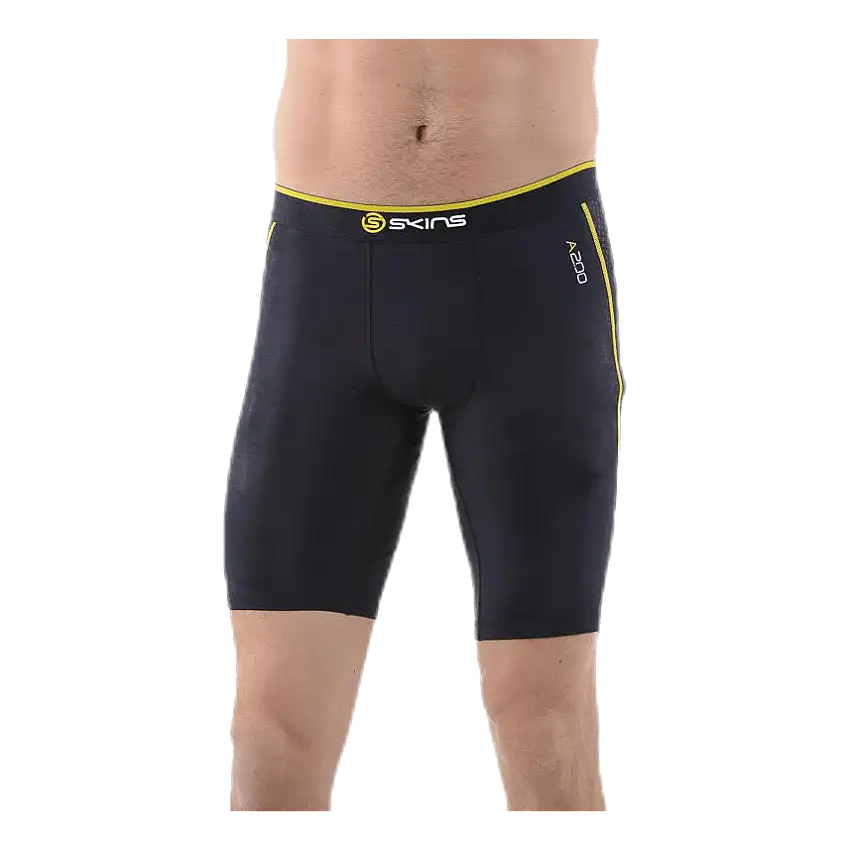 A200 Mens Compression Shorts Black/Yellow