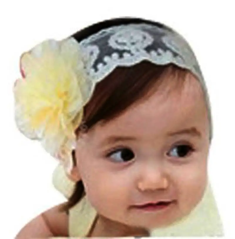 Akinoskids embroided cream big flower princess newborn babygirl soft headband
