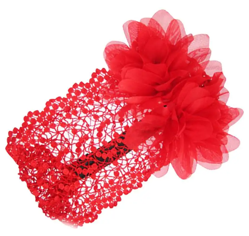 Akinoskids embroided red big flower princess newborn babygirl soft headband