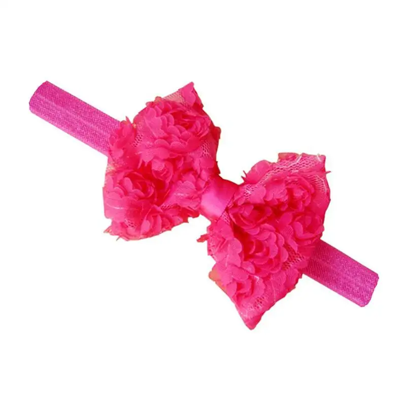 Akinoskids hot pink elastic rose flower newborn babygirl soft headband