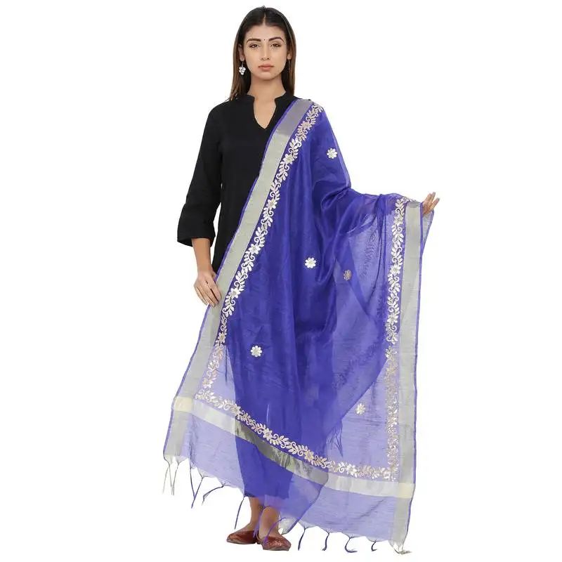 Blue chanderi gota patti dupatta