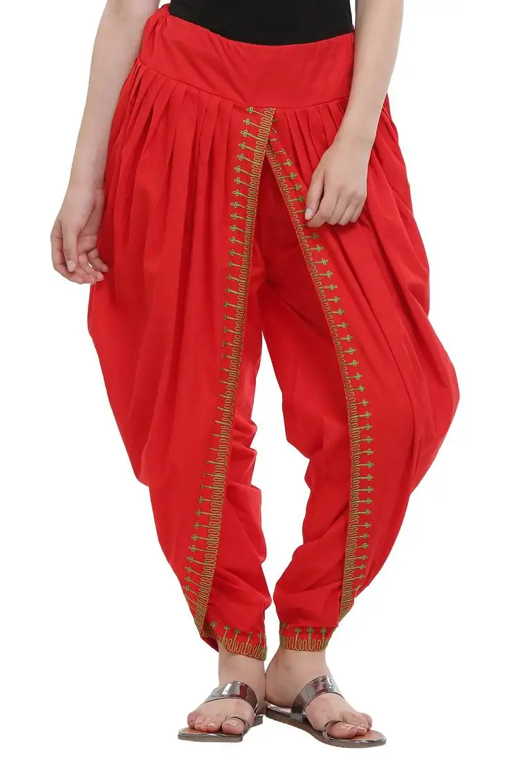 Red cotton embroidery dhoti salwar