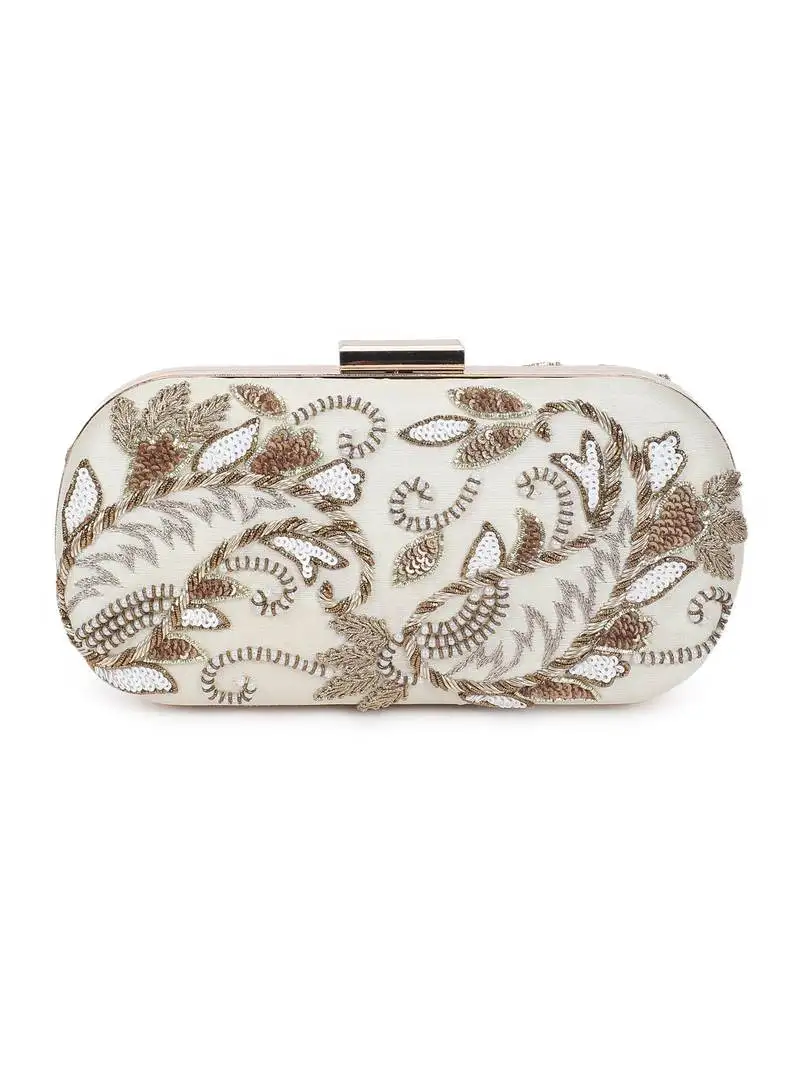 Offwhite embroidered clutch