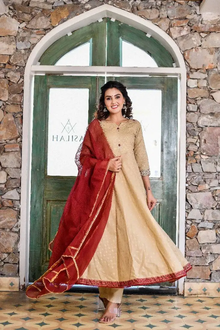 Sands & mahogany bias cut empire anarkali set