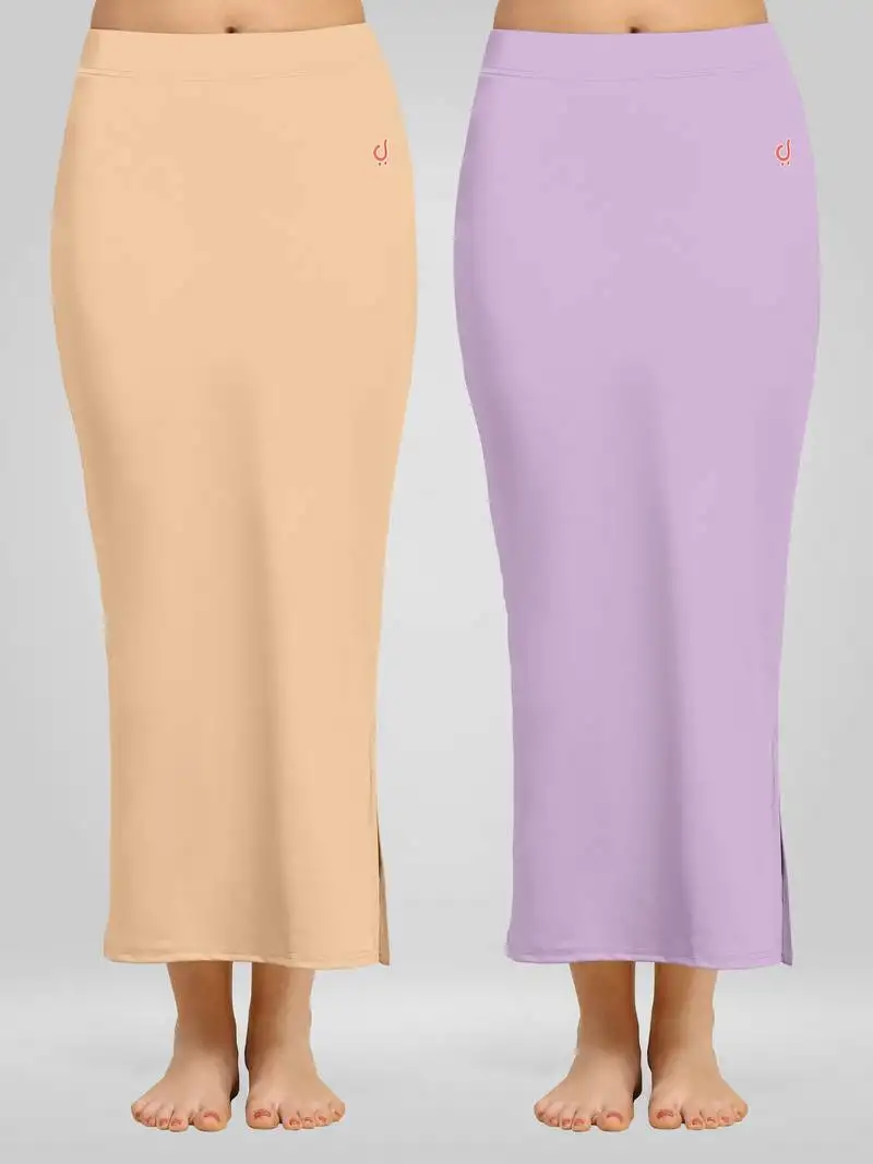 Solid nylon soft petticoat skirts for women saree shape wear 2 piece