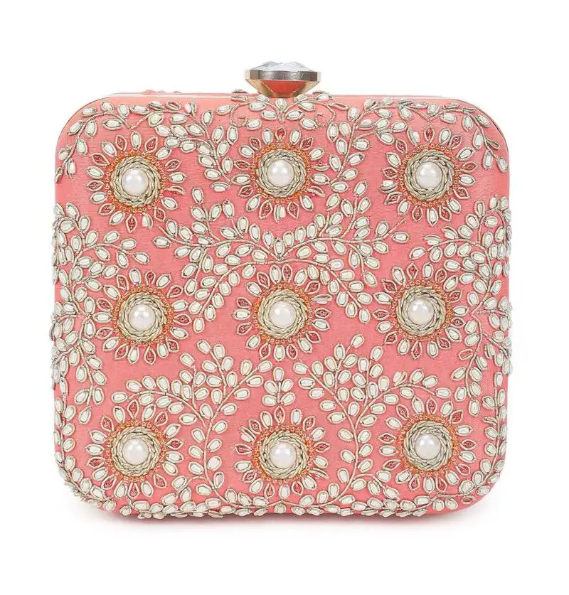 Coral square clutch