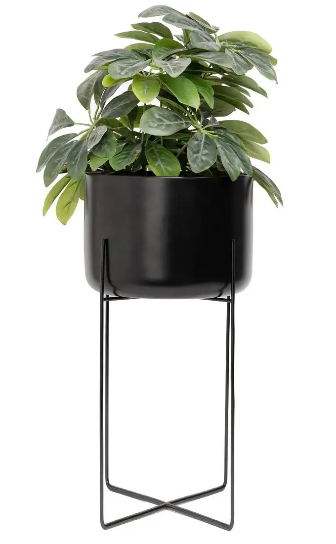 Aluminium planter pot with stand, (black) (25 x 25 x 56 cm) (pack of 1)