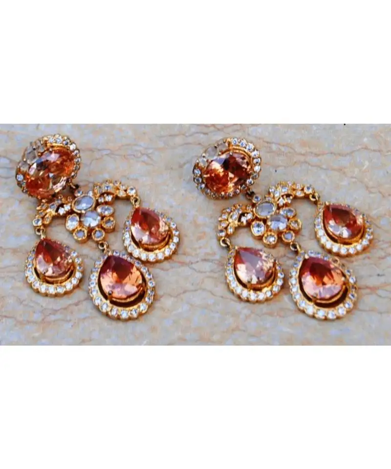 Champagne diamond drops dangler earrings
