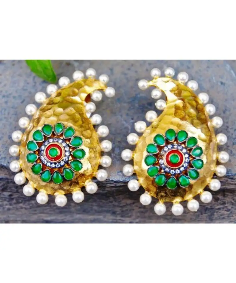 Gold keri mango shaped dangler earrings