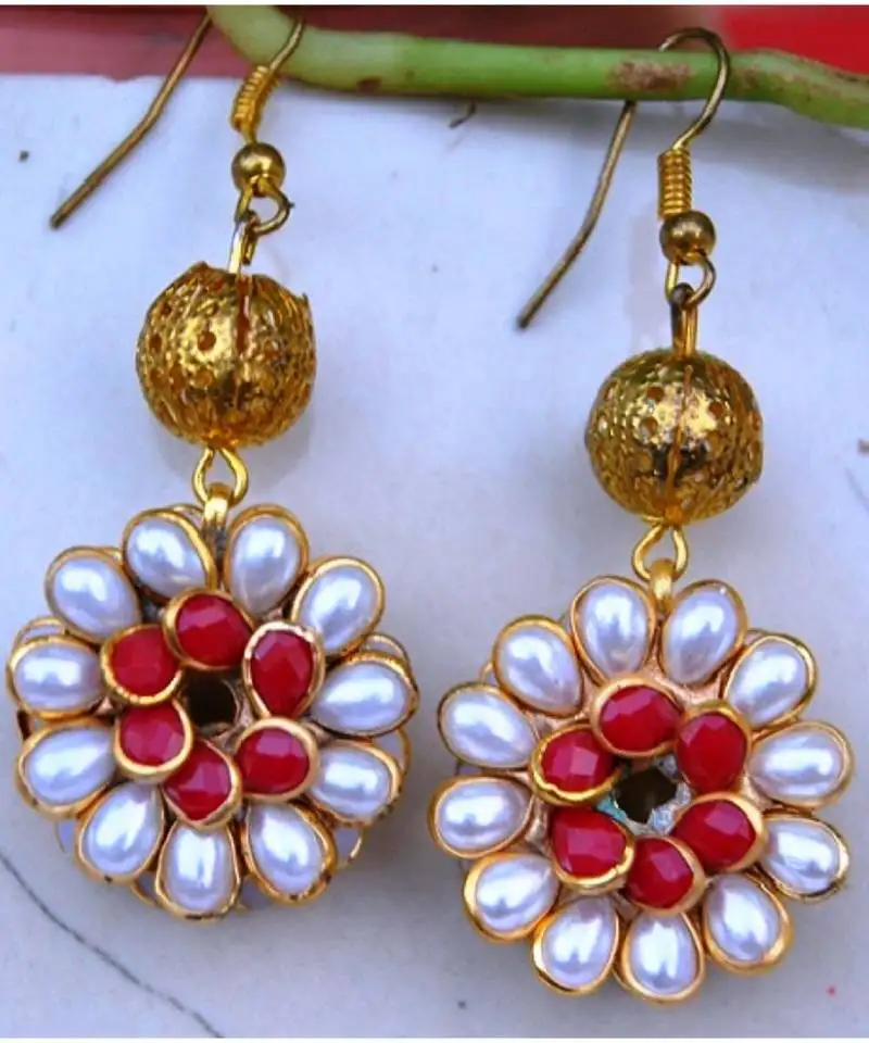 White pacchi dangler earrings