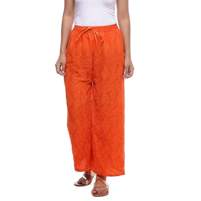 Orange chiffon printed palazzo