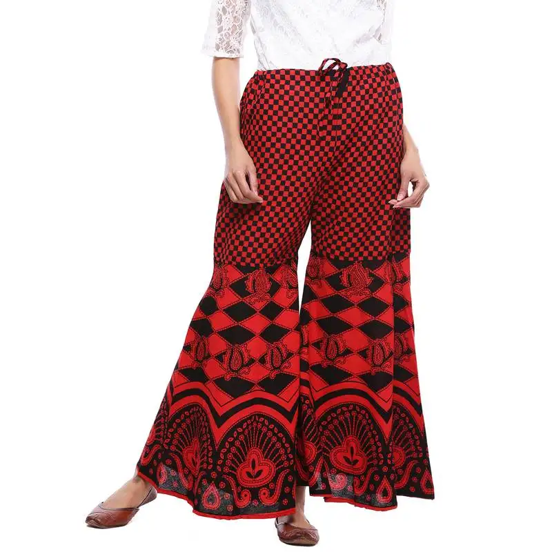 Red cotton printed palazzo