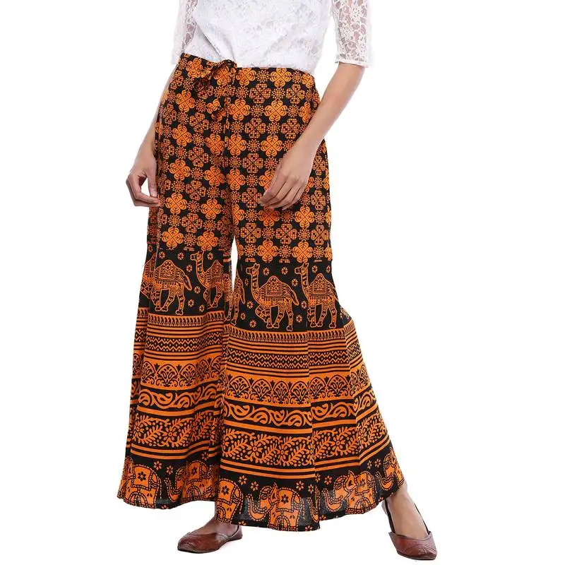 Orange cotton printed palazzo