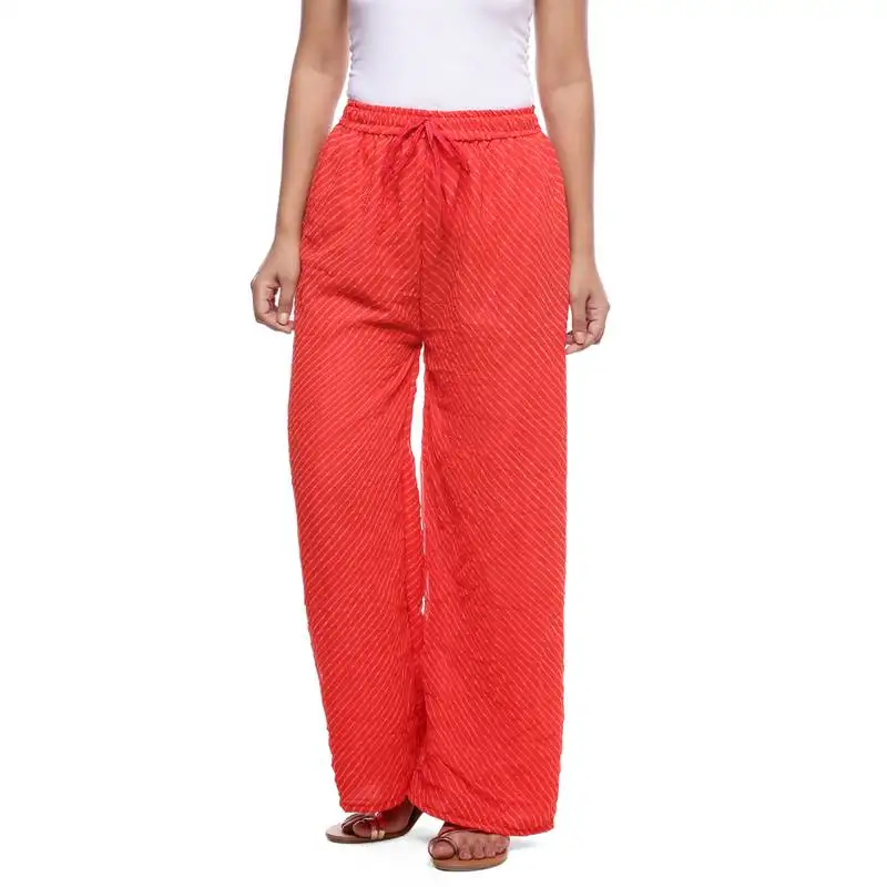 Red chiffon printed palazzo