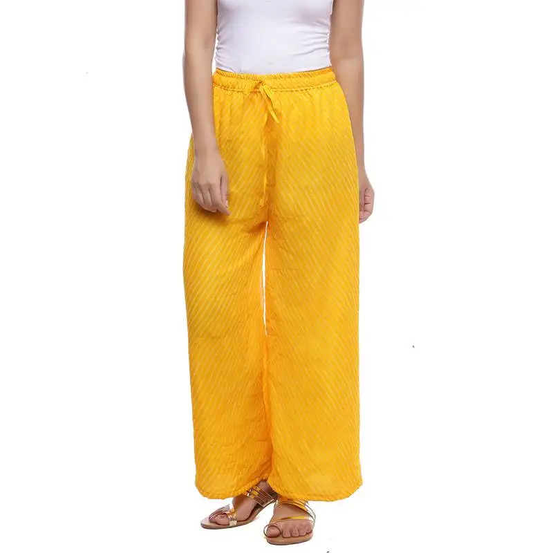 Yellow chiffon printed palazzo