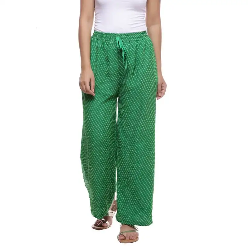 Green chiffon printed palazzo