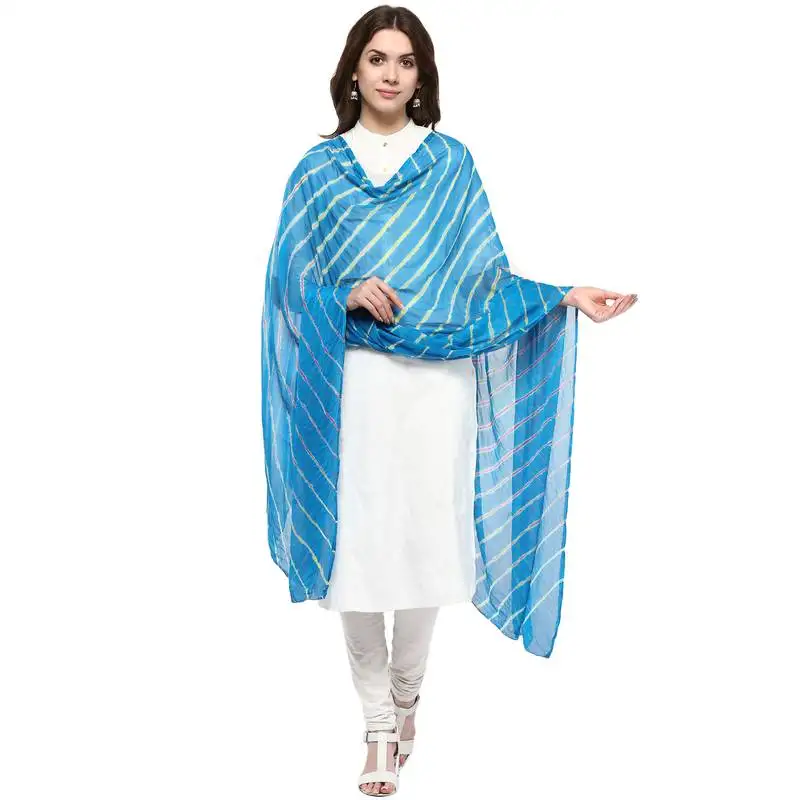 Blue multi lahariya dupatta