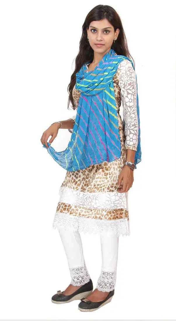 Light blue multi lahariya dupatta