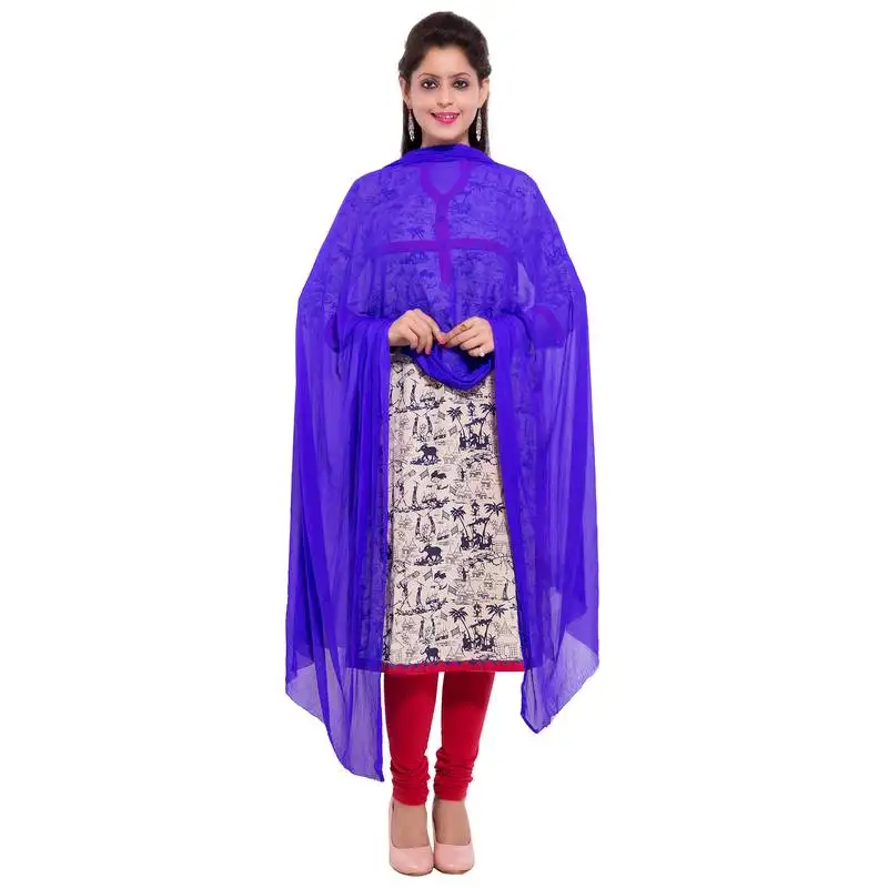 Blue plain dupatta