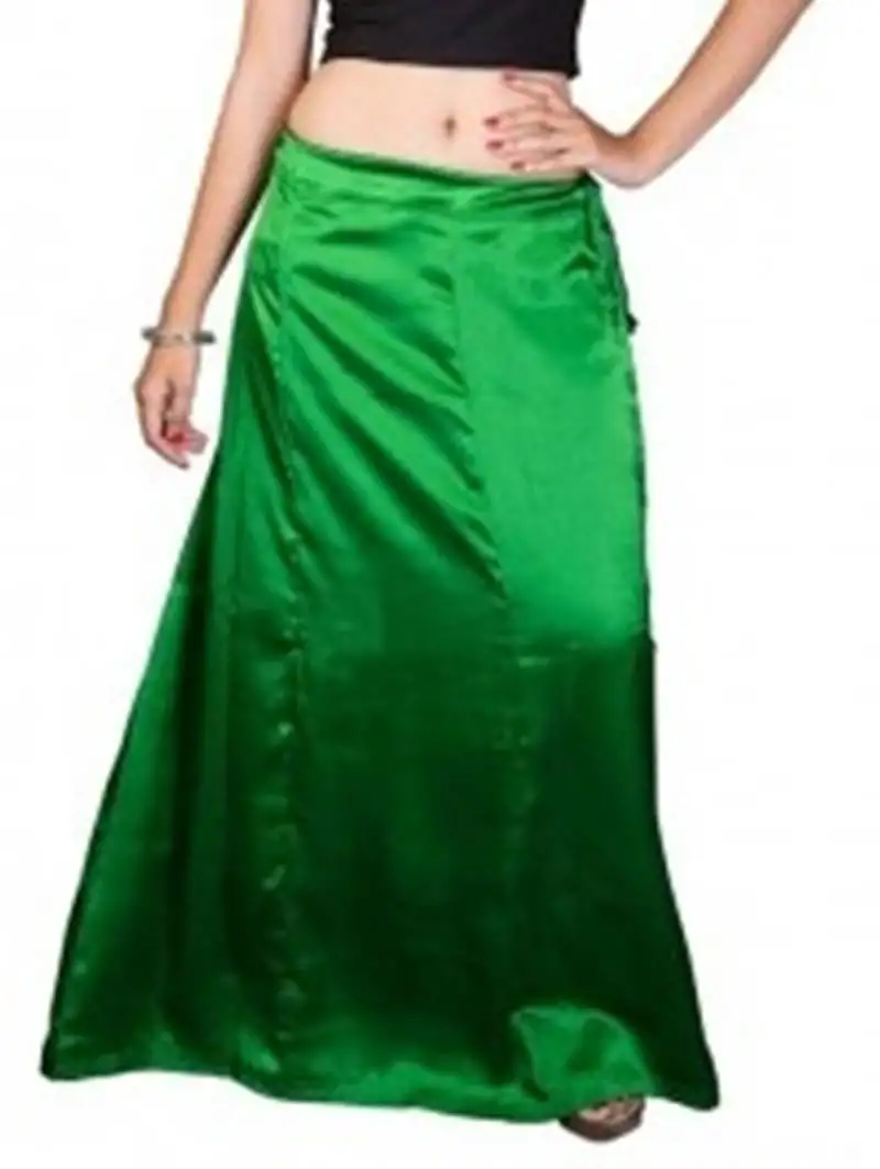 Green satin free size petticoat