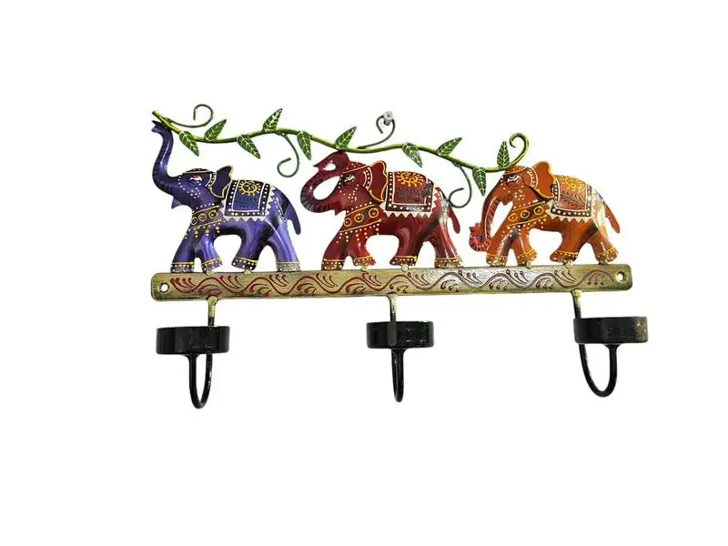 Iron elegance elephant candle wall art