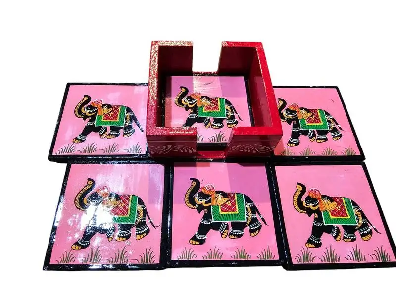 Emboss painting designer tea coaste set