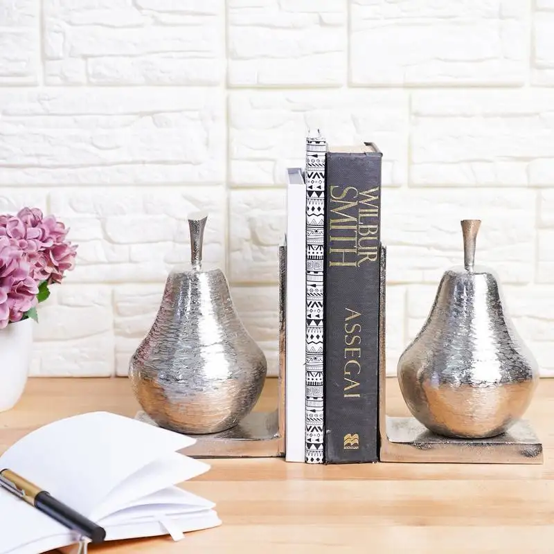Silver pear unique bookends