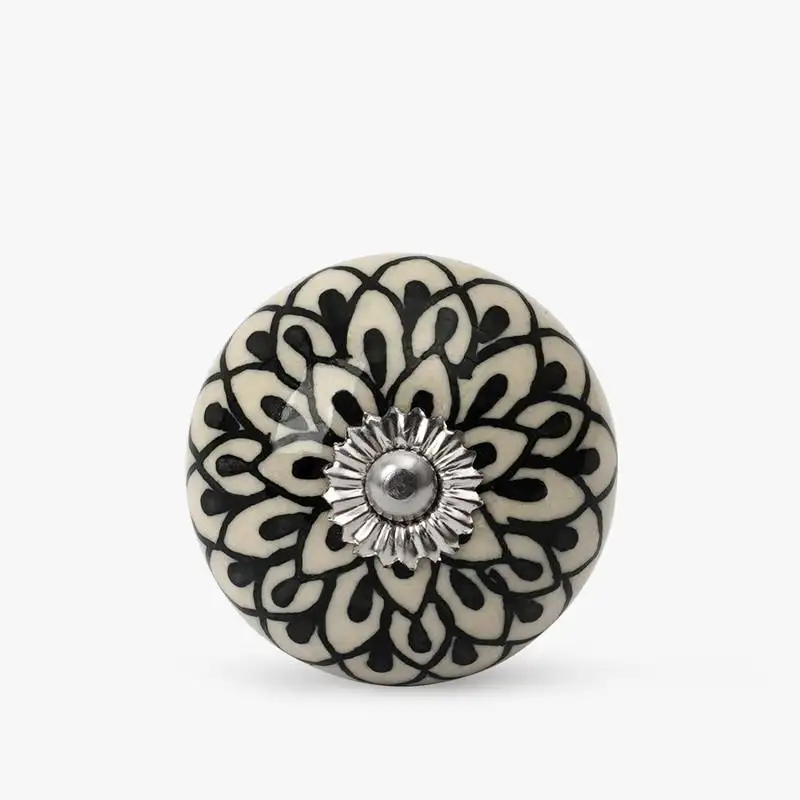 Abstract foral ceramic knobs