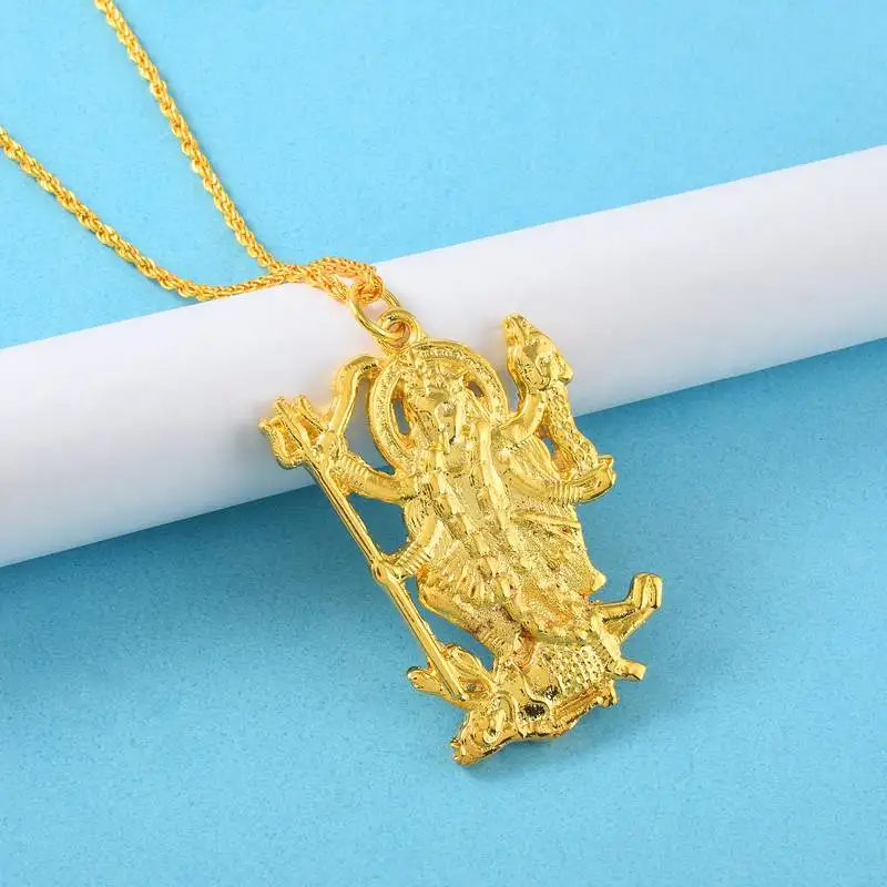 Pure brass goldplated big and heavy maa kaali chain pendant goddess for men women