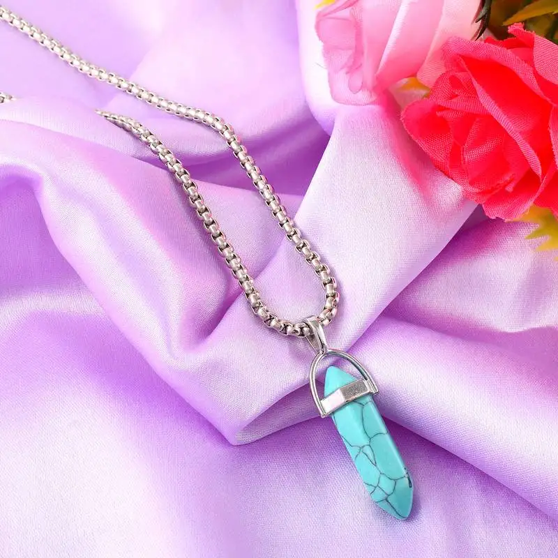 Natural certified energised stone pendant with chain for reiki and crystal healing for men and women