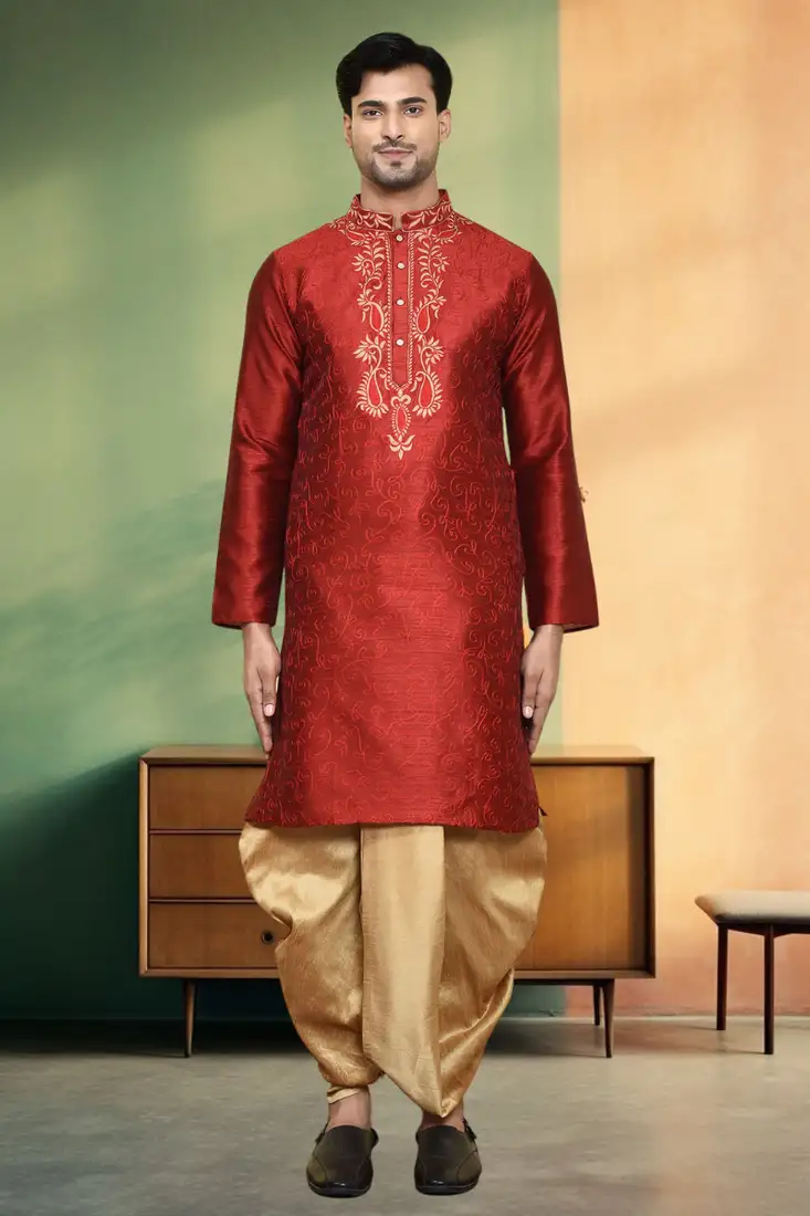 Green embroidered art silk salwar semi stitched