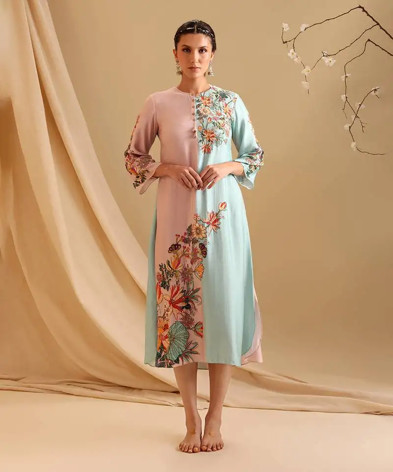 Aarani embellished colourblock dress