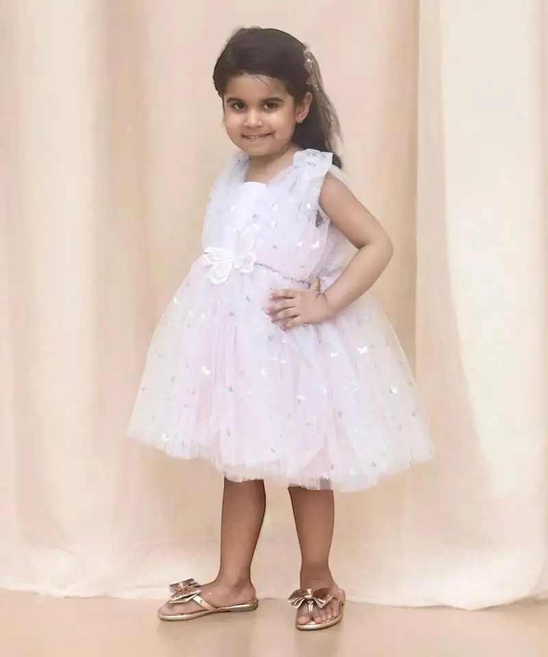Baby pink butterfly frock
