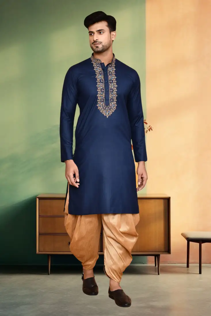 Grey plain raw silk kurta pajama