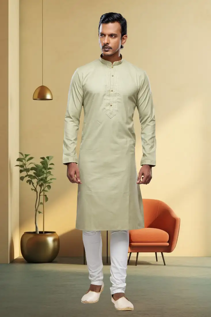 Black plain cotton men kurtas