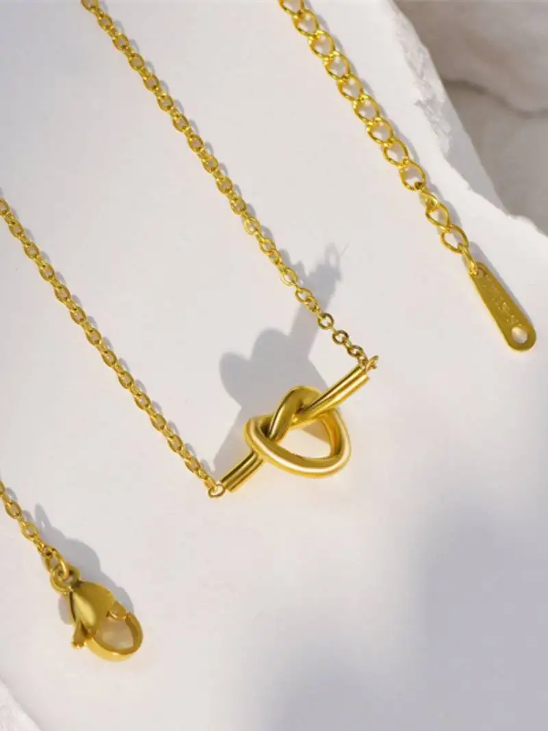 18k gold plated waterproof knot pendant necklace