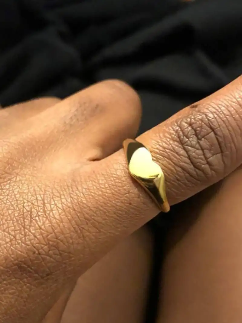 18k gold plated waterproof heart-shaped ring