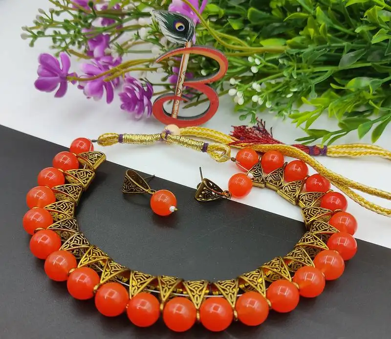 Orange loop necklacer set