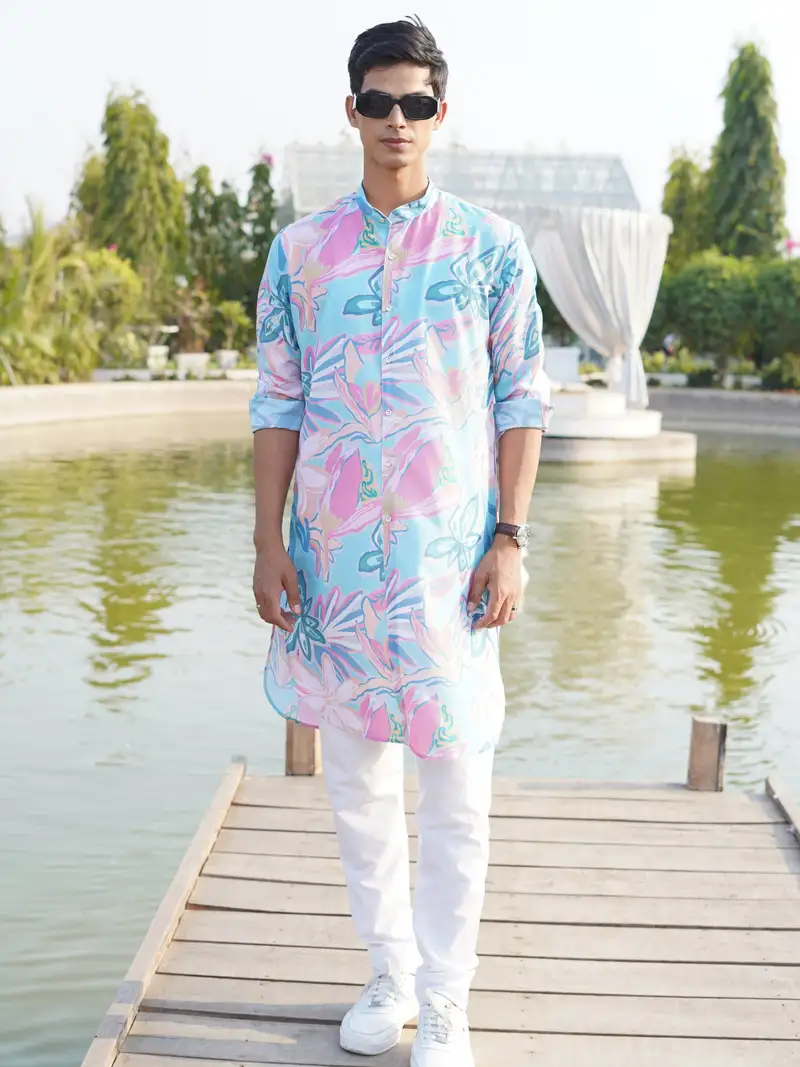 Men's printed cotton kurta top- digha collection