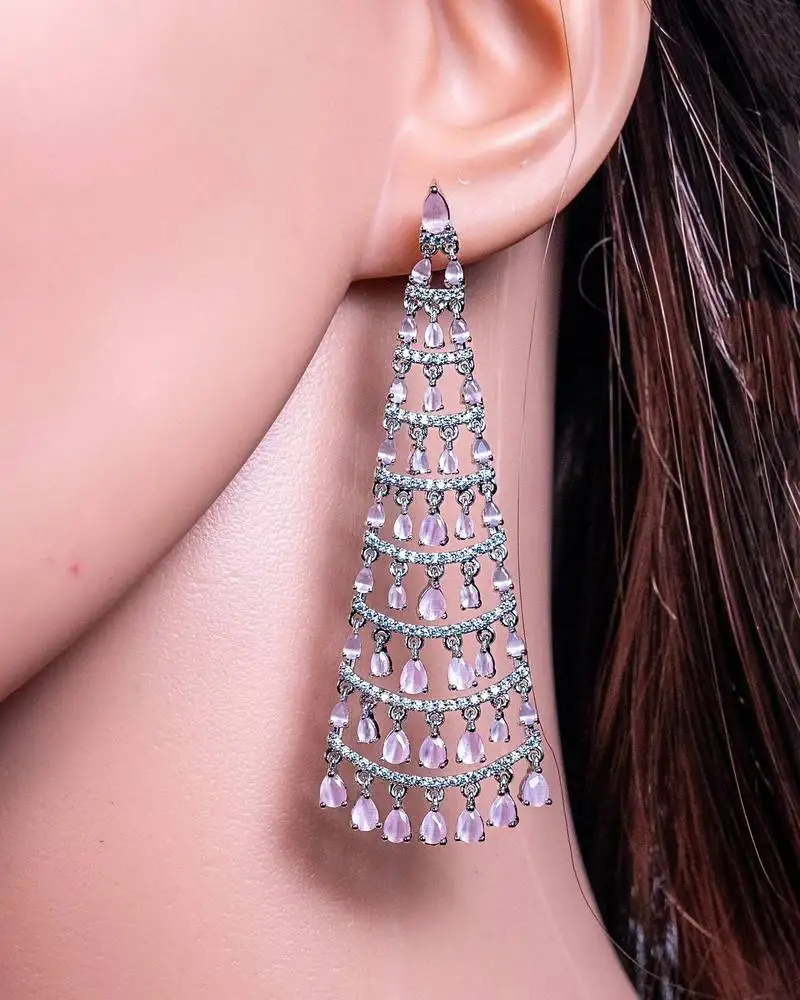 American diamond earrings partywear indian jewelry pink